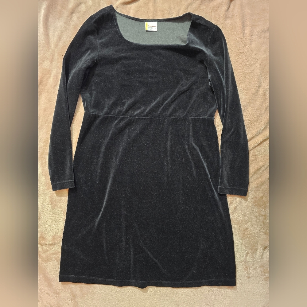 Hanna Andersson Black Velour Dress Long Sleeve Size Large